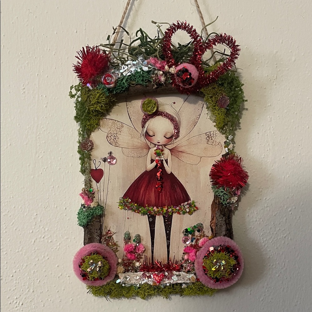 Whimsical Valentine’s Love heart fairy fairycore handmade handcrafted wall decor